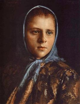 Ivan Nikolaevich Kramskoy : Russian Girl in a Blue Shawl